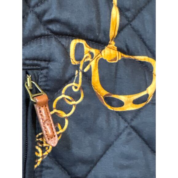 Lauren Ralph Lauren Black and Purple Quilted Vest with Gold Details - Picture 3 of 10